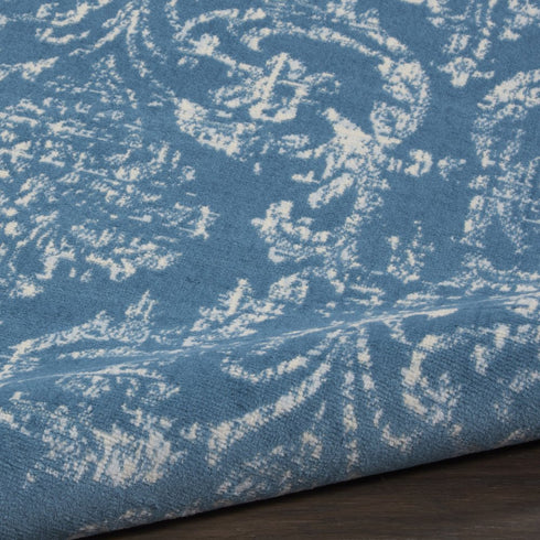2' X 4' Blue Damask Power Loom Area Rug